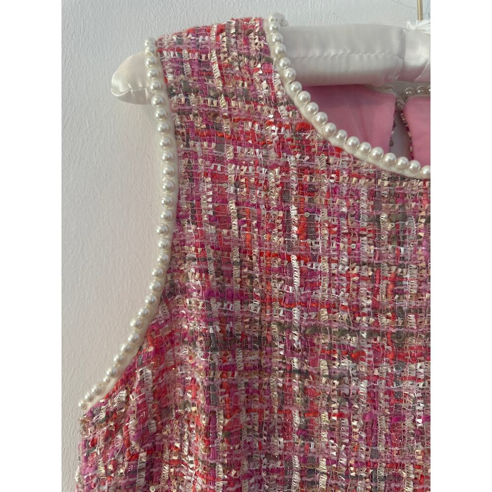 Betsey Johnson stunning Pink Tweed Dress with Pearl Detailing size 10 NWT - Picture 8 of 12